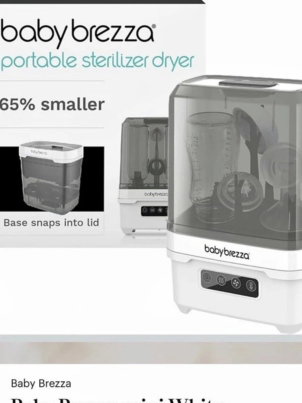 Baby Brezza Mini Electric Bottle Sterilizer and Dryer & Dryer White